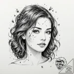 A woman whose hair is a swarm of fireflies – tattoo sketch (№1752138326_0, 10.07.2025 09:05) — tattoovalue.net
