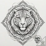 A girl whose skin has the pattern of a leopar… – tattoo sketch (№1752138744_0, 10.07.2025 09:12) — tattoovalue.net