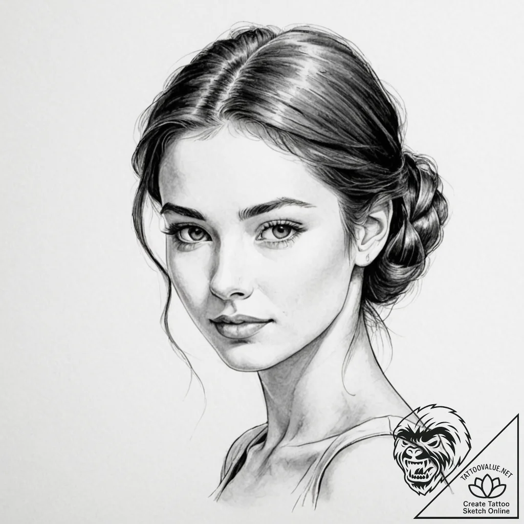 A beautiful, serene image of a caregiver - tattoo sketch (№1752138912_0, 10.07.2025 09:15) — tattoovalue.net