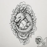 A girl whose tears are tiny, glowing runes, t… – tattoo sketch (№1752138995_0, 10.07.2025 09:16) — tattoovalue.net