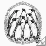 A beautiful, strong colony of penguins, huddl… – tattoo sketch (№1752139080_0, 10.07.2025 09:18) — tattoovalue.net