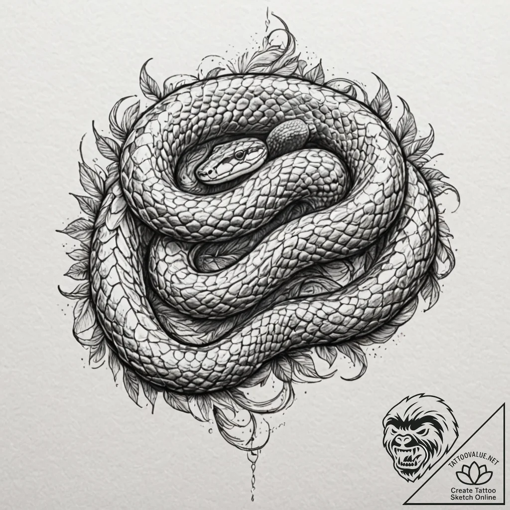 A powerful anaconda, constricting its prey, i... - tattoo sketch (№1752139246_0, 10.07.2025 09:20) — tattoovalue.net