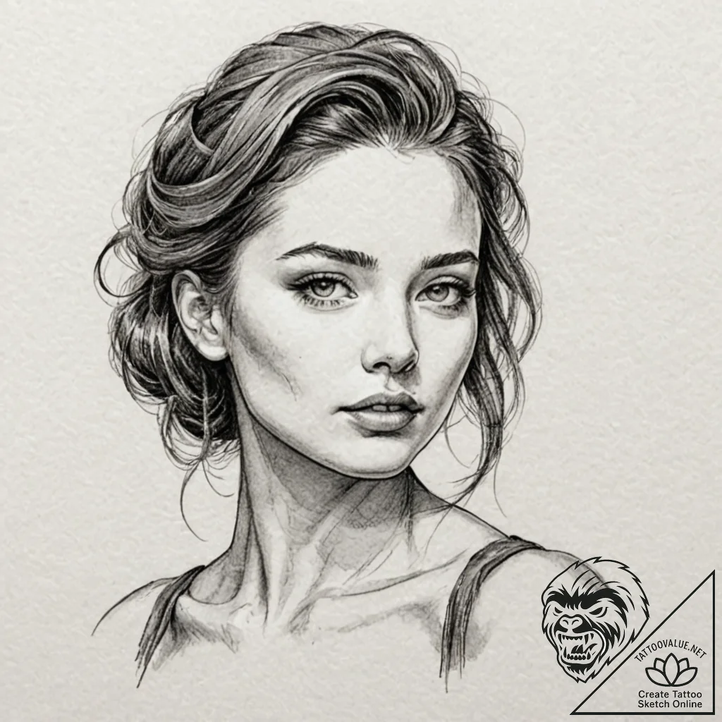 A portrait of a beautiful woman, but she is a... - tattoo sketch (№1752139740_0, 10.07.2025 09:29) — tattoovalue.net