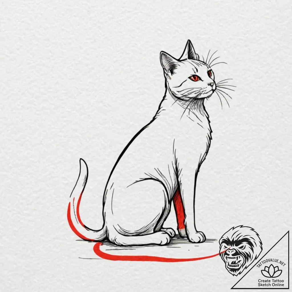A cat, stretching languidly and sensually alo... - tattoo sketch (№1752139820_0, 10.07.2025 09:30) — tattoovalue.net