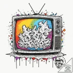 A drawing of a discarded television with a st… – tattoo sketch (№1752139978_0, 10.07.2025 09:32) — tattoovalue.net