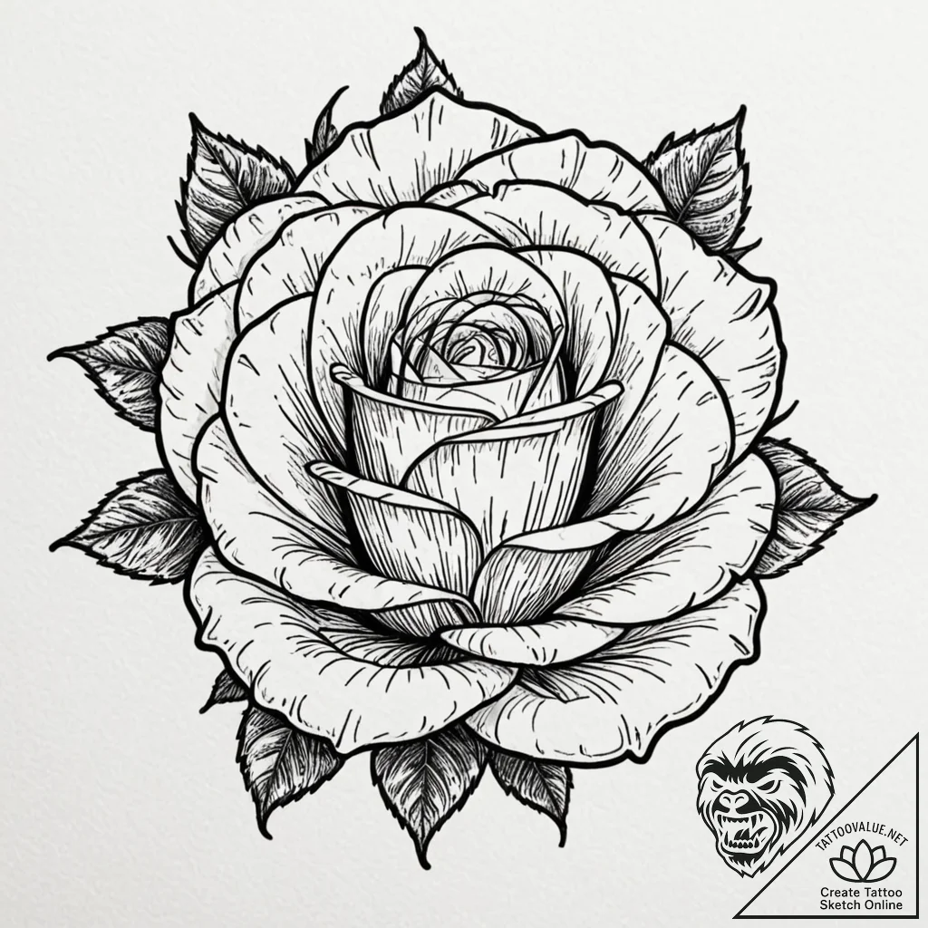A beautiful, realistic rose, but it's black a... - tattoo sketch (№1752140060_0, 10.07.2025 09:34) — tattoovalue.net