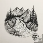 A powerful migratory salmon, leaping up a wat… – tattoo sketch (№1752140217_0, 10.07.2025 09:36) — tattoovalue.net