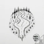 A simple drawing of a fork in the road, with… – tattoo sketch (№1752140297_0, 10.07.2025 09:38) — tattoovalue.net