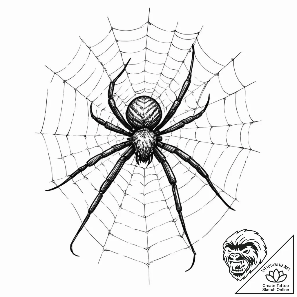 A beautiful, but focused spider, meticulously... - tattoo sketch (№1752140375_0, 10.07.2025 09:39) — tattoovalue.net