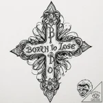 The phrase “born to lose” in a classic, priso… – tattoo sketch (№1752140618_0, 10.07.2025 09:43) — tattoovalue.net