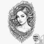 A beautiful woman whose body is half flesh, h… – tattoo sketch (№1752141115_0, 10.07.2025 09:51) — tattoovalue.net