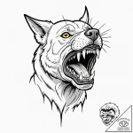 A snarling, rabid dog, its teeth bared, conce… – tattoo sketch (№1752141284_0, 10.07.2025 09:54) — tattoovalue.net