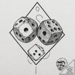 A pair of dice, both showing a one (snake eye… – tattoo sketch (№1752141617_0, 10.07.2025 10:00) — tattoovalue.net