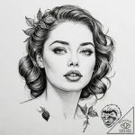 A beautiful woman whose lips are the color of… – tattoo sketch (№1752141699_0, 10.07.2025 10:01) — tattoovalue.net