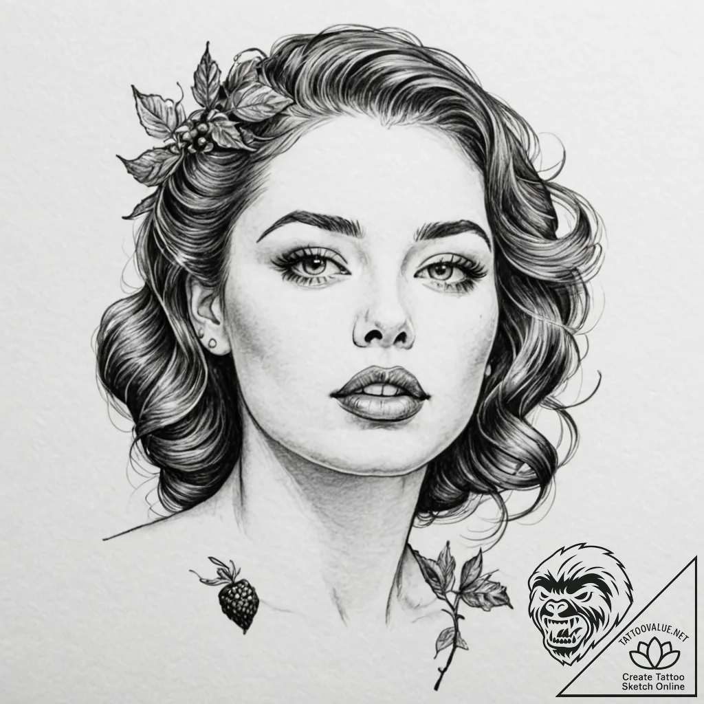 A beautiful woman whose lips are the color of... - tattoo sketch (№1752141699_0, 10.07.2025 10:01) — tattoovalue.net