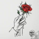 A realistic human hand, reaching for a beauti… – tattoo sketch (№1752142533_0, 10.07.2025 10:15) — tattoovalue.net