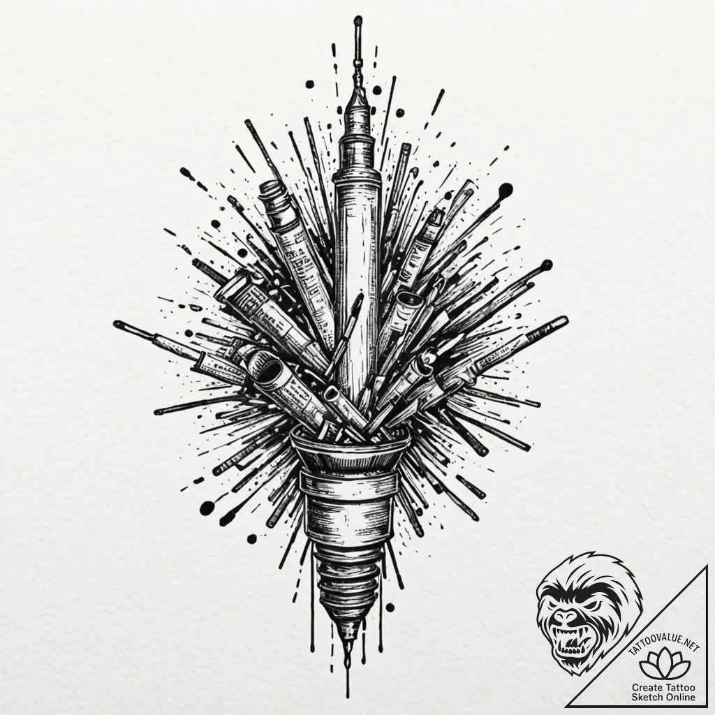 A drawing of a flickering fluorescent light t... - tattoo sketch (№1752142951_0, 10.07.2025 10:22) — tattoovalue.net