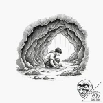 A person, whose body is a sheltering cave in… – tattoo sketch (№1752143452_0, 10.07.2025 10:30) — tattoovalue.net