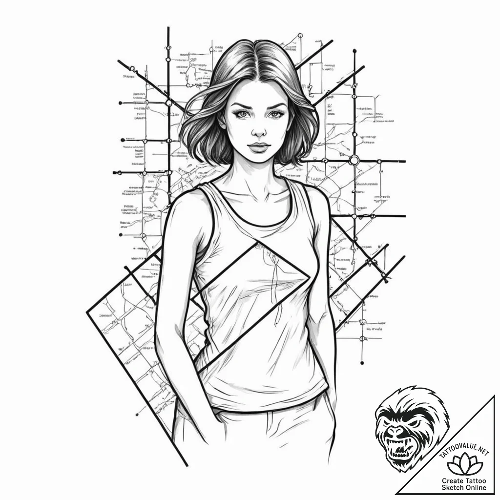 A girl whose body is a map of a subway system - tattoo sketch (№1752144041_0, 10.07.2025 10:40) — tattoovalue.net