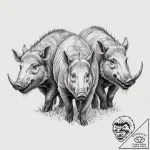 A pack of spectral boars, their tusks glowing – tattoo sketch (№1752145043_0, 10.07.2025 10:57) — tattoovalue.net