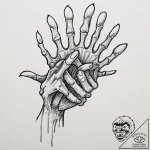 Two hands, one skeletal, one human, clasped t… – tattoo sketch (№1752145127_0, 10.07.2025 10:58) — tattoovalue.net