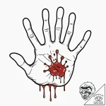 A single, bloody handprint, tattoo flash shee… – tattoo sketch (№1752145295_0, 10.07.2025 11:01) — tattoovalue.net