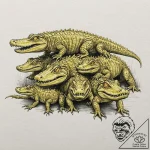 A pack of spectral crocodiles, their eyes glo… – tattoo sketch (№1752145378_0, 10.07.2025 11:02) — tattoovalue.net