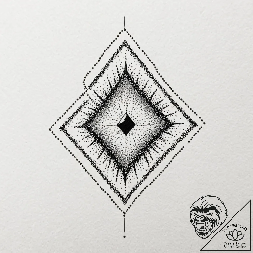 A single, black diamond, but its facets are s... - tattoo sketch (№1752145798_0, 10.07.2025 11:09) — tattoovalue.net