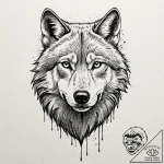 A portrait of a wolf, its face is half skull,… – tattoo sketch (№1752145881_0, 10.07.2025 11:11) — tattoovalue.net