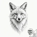 A beautiful, realistic fox, with a sly, knowi… – tattoo sketch (№1752145965_0, 10.07.2025 11:12) — tattoovalue.net