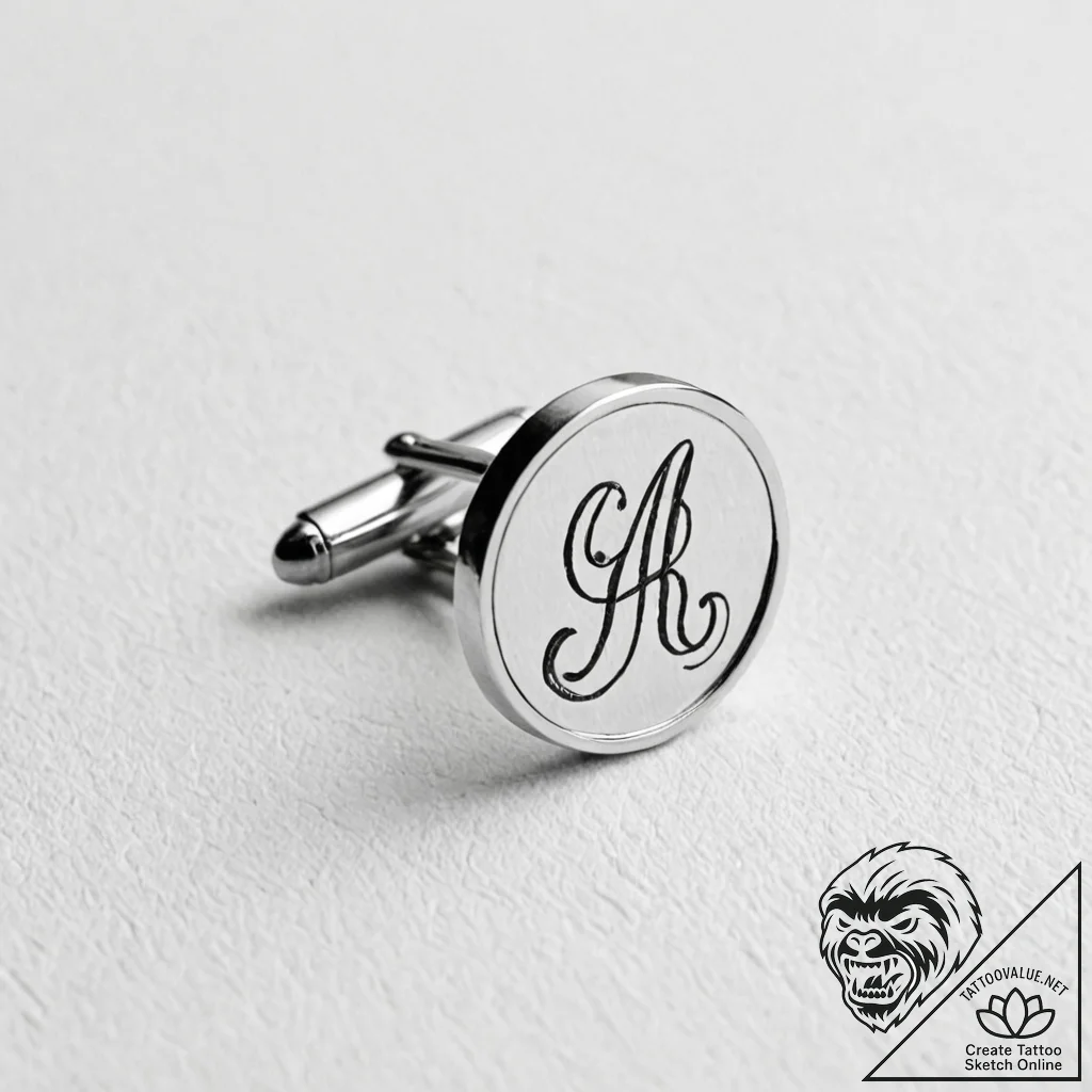 A single, perfect cufflink, with a personal i... - tattoo sketch (№1752146301_0, 10.07.2025 11:18) — tattoovalue.net