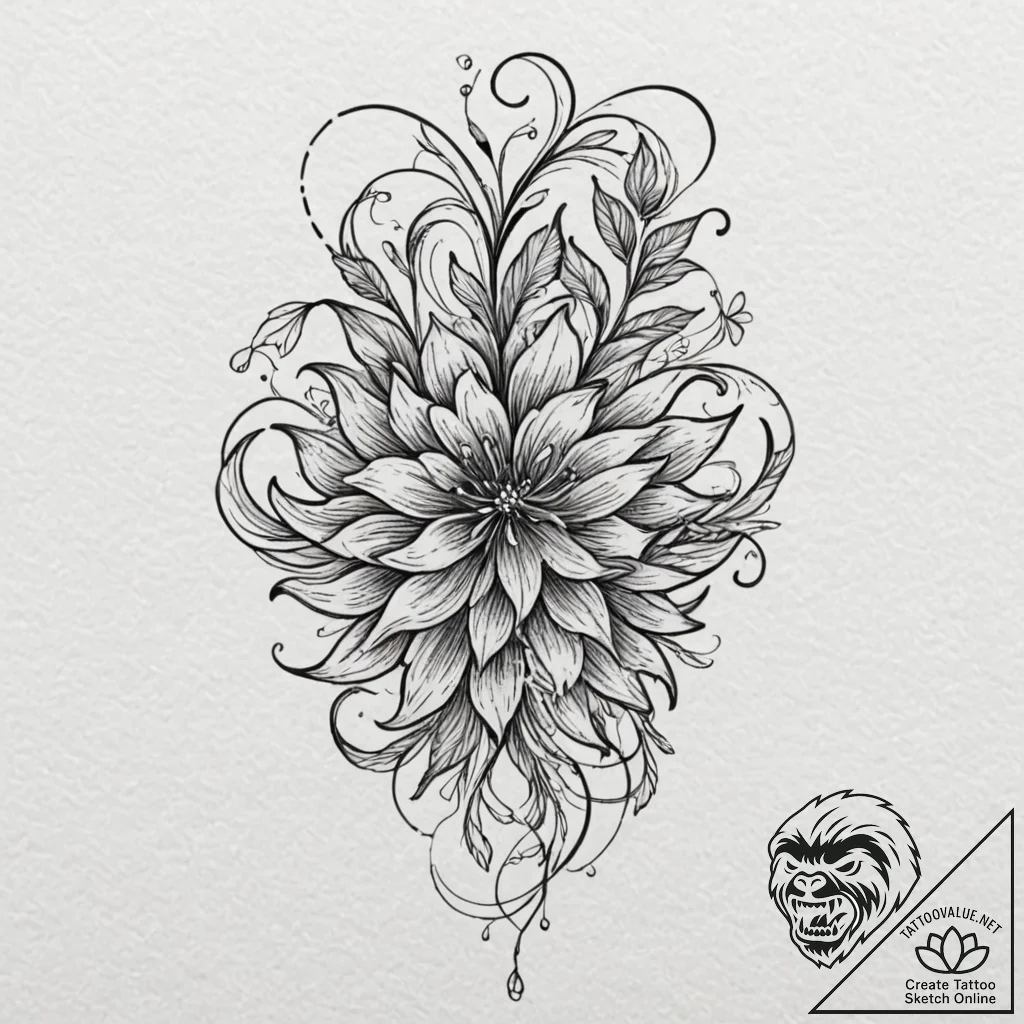 A single, wilting weed, tattoo flash sheet de... - tattoo sketch (№1752146655_0, 10.07.2025 11:24) — tattoovalue.net