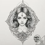 A girl whose tears are watering a single, tin… – tattoo sketch (№1752146734_0, 10.07.2025 11:25) — tattoovalue.net