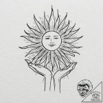 A beautiful, stylized sun, its rays are warm,… – tattoo sketch (№1752147212_0, 10.07.2025 11:33) — tattoovalue.net