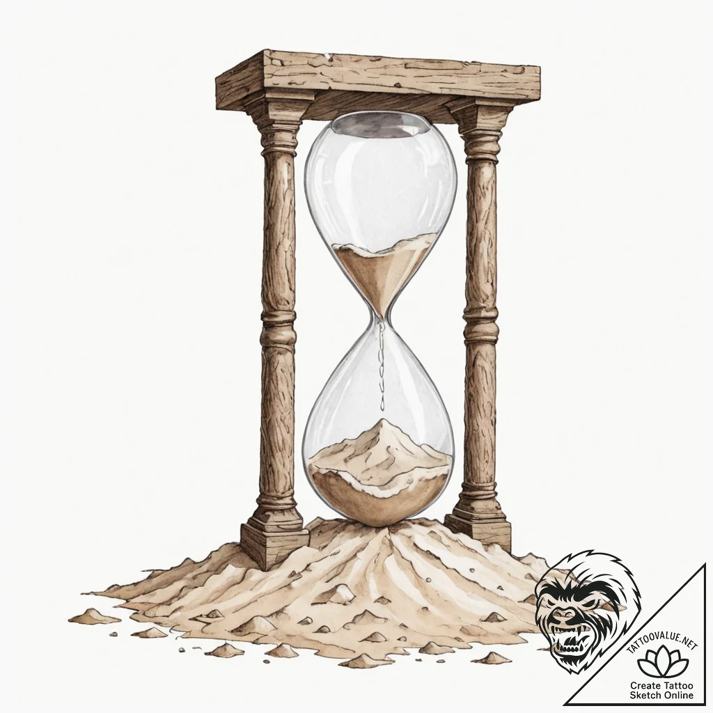 An hourglass, but the sand is flowing upwards... - tattoo sketch (№1752147566_0, 10.07.2025 11:39) — tattoovalue.net