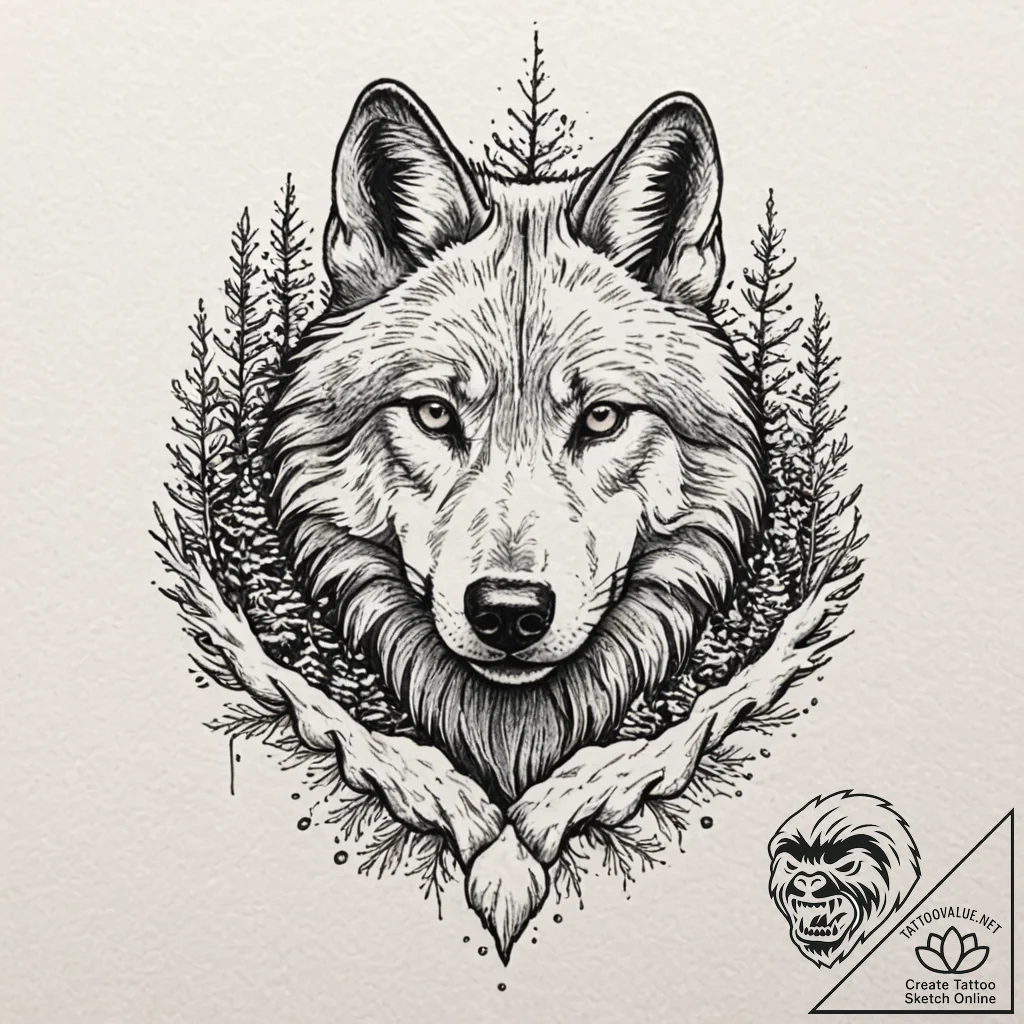 A wolf's paw print, leaving a deep, determine... - tattoo sketch (№1752147640_0, 10.07.2025 11:40) — tattoovalue.net
