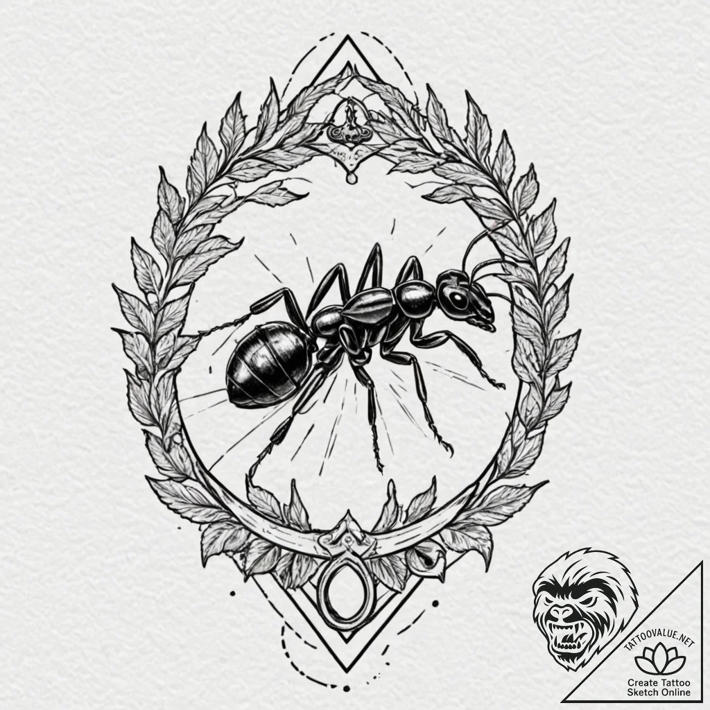 A beautiful, strong ant, working for the good... - tattoo sketch (№1752147874_0, 10.07.2025 11:44) — tattoovalue.net
