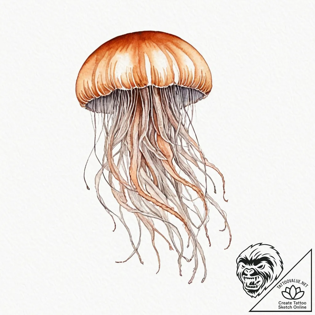 A jellyfish, its tentacles are soft, flowing... - tattoo sketch (№1752148108_0, 10.07.2025 11:48) — tattoovalue.net