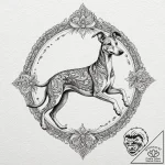 A beautiful, but strong hunting dog, like a g… – tattoo sketch (№1752148869_0, 10.07.2025 12:01) — tattoovalue.net