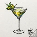A single, perfect olive, in a martini glass,… – tattoo sketch (№1752149639_0, 10.07.2025 12:13) — tattoovalue.net