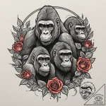 A beautiful, strong family of gorillas, a sym… – tattoo sketch (№1752149800_0, 10.07.2025 12:16) — tattoovalue.net