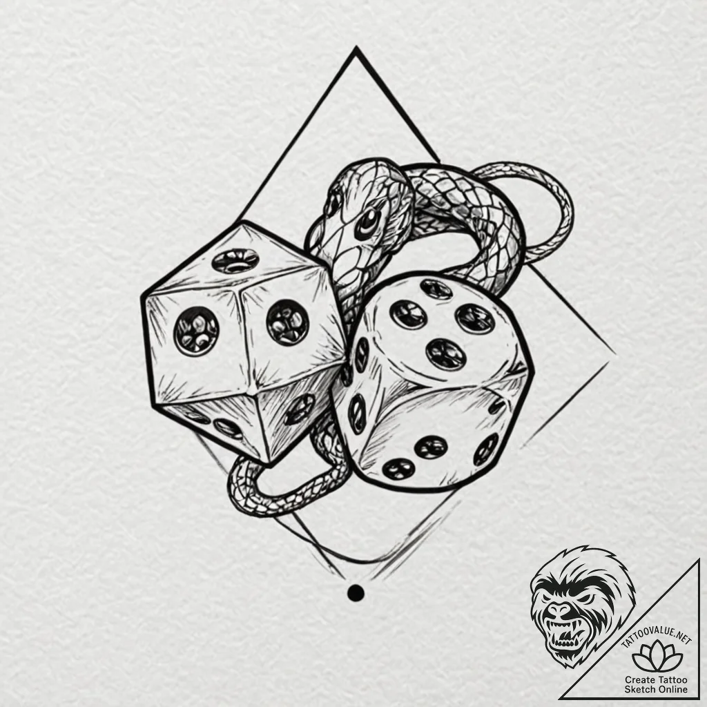 A pair of dice, both showing a one (snake eye... - tattoo sketch (№1752149882_0, 10.07.2025 12:18) — tattoovalue.net