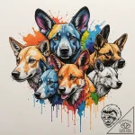 A pack of wild dogs, lean and hungry, concept… – tattoo sketch (№1752150570_0, 10.07.2025 12:29) — tattoovalue.net
