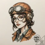 A steampunk aviatrix with goggles and a leath… – tattoo sketch (№1752150740_0, 10.07.2025 12:32) — tattoovalue.net