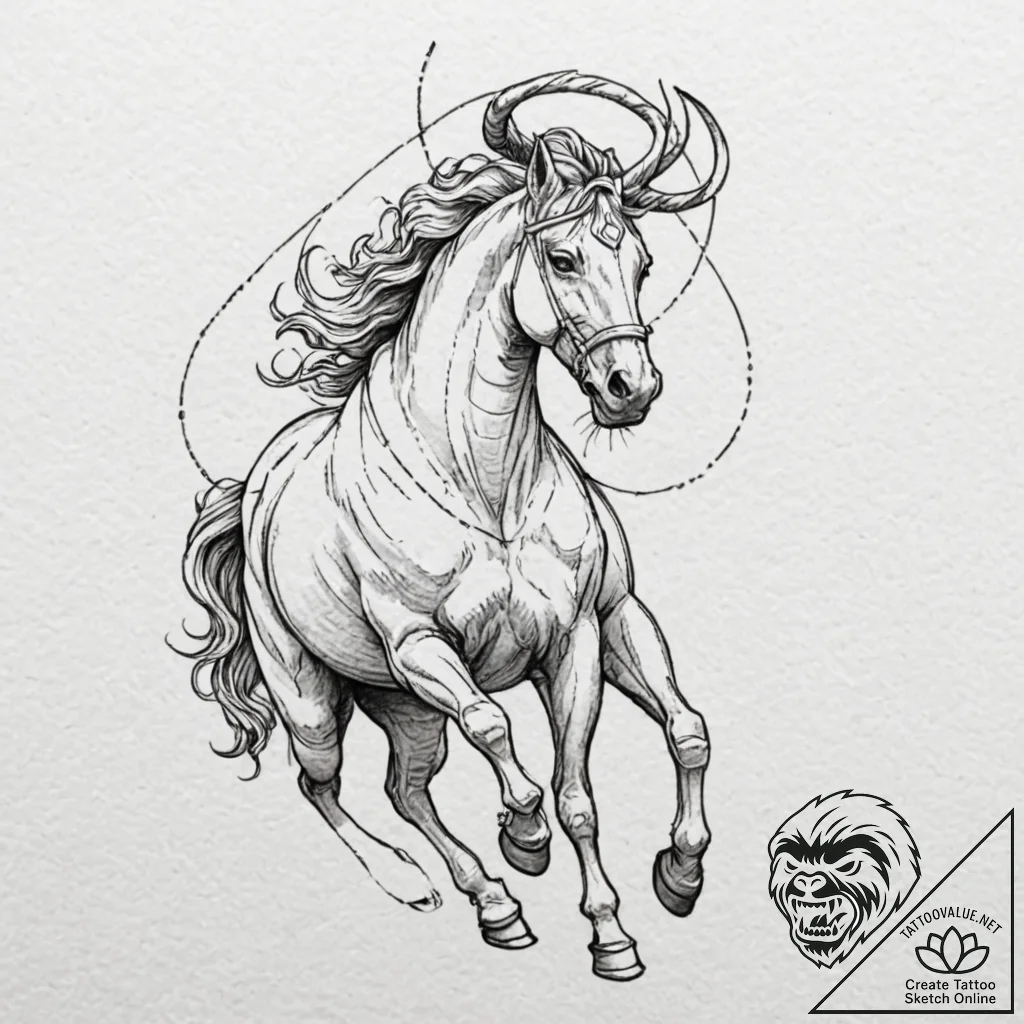 A powerful centaur, drawing a bow, a warrior... - tattoo sketch (№1752151167_0, 10.07.2025 12:39) — tattoovalue.net