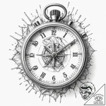 A beautiful, realistic stopwatch, its face is… – tattoo sketch (№1752151508_0, 10.07.2025 12:45) — tattoovalue.net