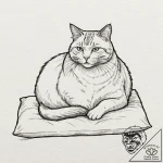 A gluttonous, fat cat, lounging on a velvet c… – tattoo sketch (№1752151593_0, 10.07.2025 12:46) — tattoovalue.net