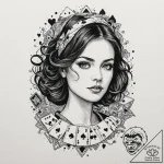 A beautiful woman with her face half-covered… – tattoo sketch (№1752152021_0, 10.07.2025 12:53) — tattoovalue.net