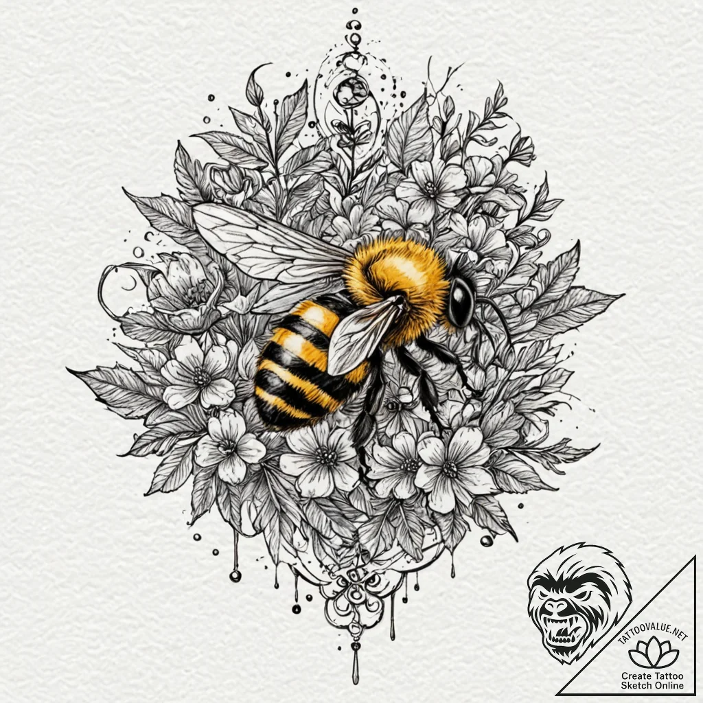 A phrase "sweeter than honey, deadlier than n... - tattoo sketch (№1752152279_0, 10.07.2025 12:57) — tattoovalue.net