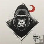 A powerful gorilla, its silhouette against a… – tattoo sketch (№1752153131_0, 10.07.2025 13:12) — tattoovalue.net